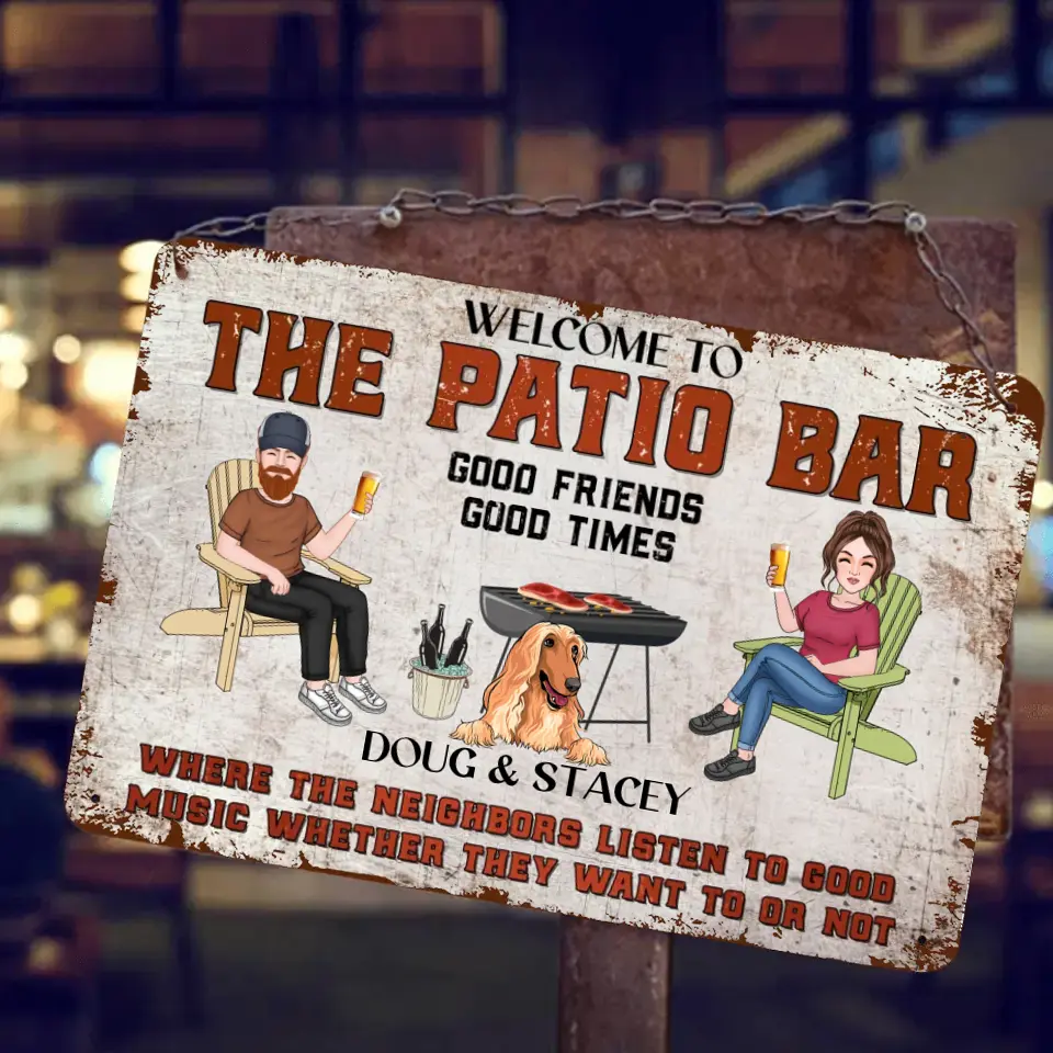 Welcome to Patio Grilling Backyard Sign