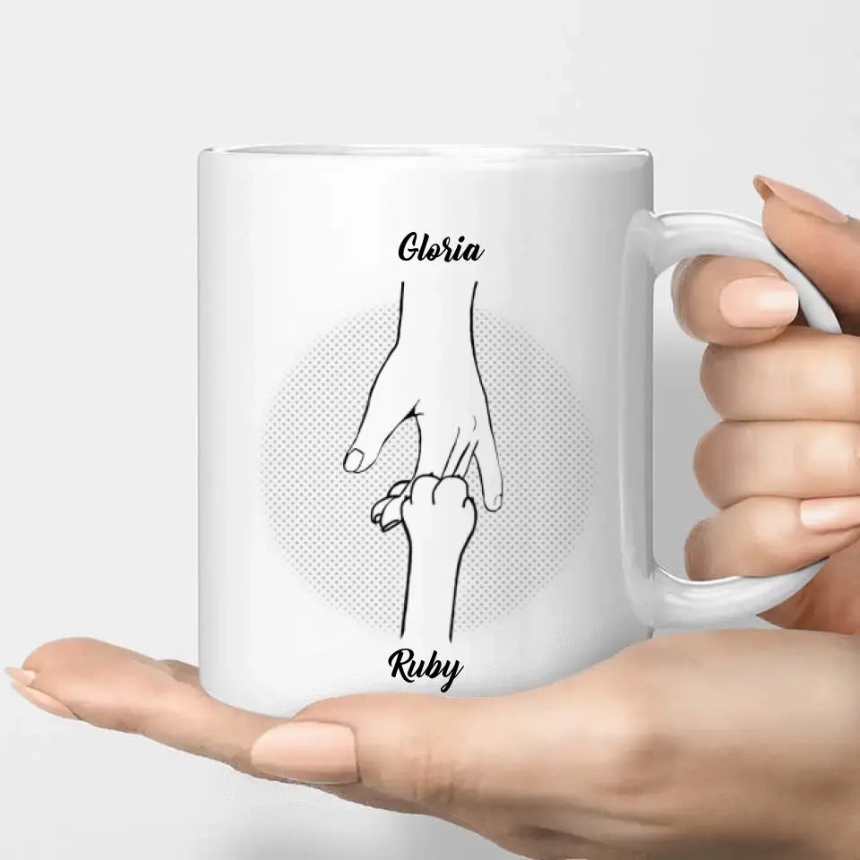 Hand in Hand Personalized Parent Mug (Pets/Kids)