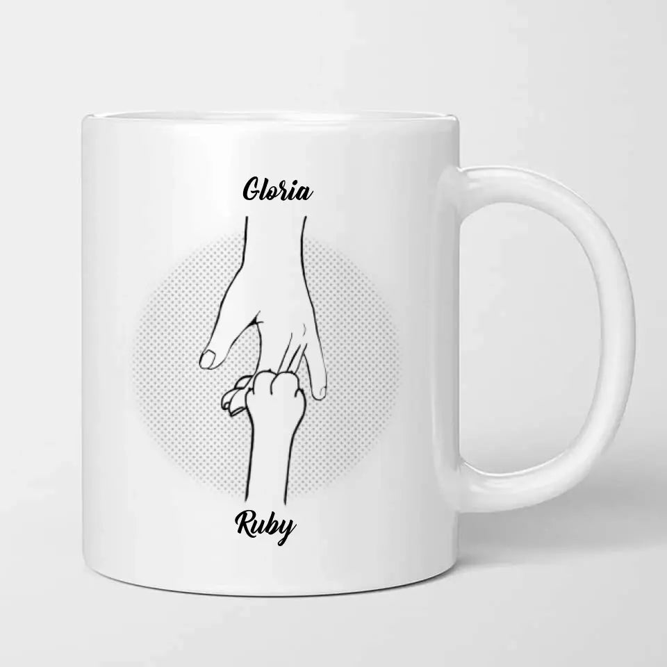 Hand in Hand Personalized Parent Mug (Pets/Kids)