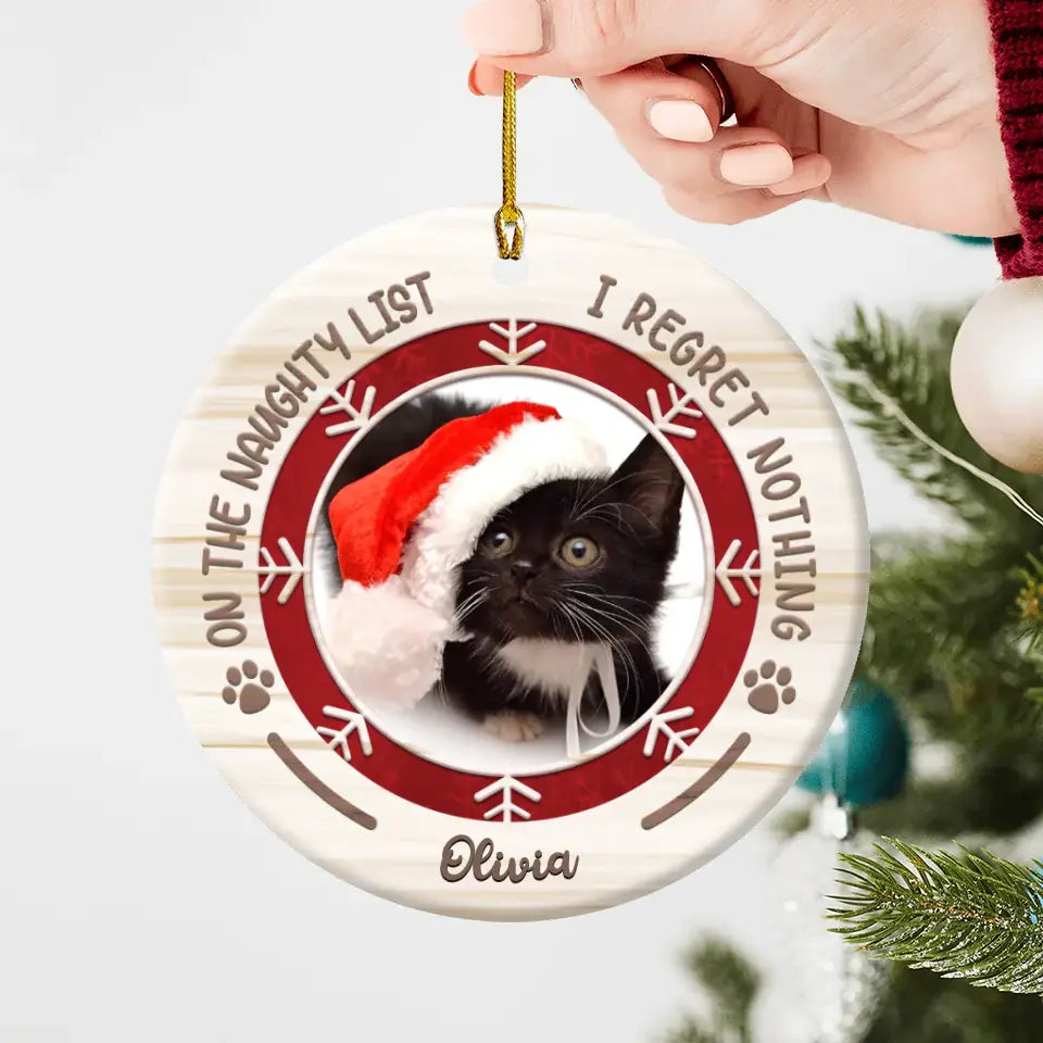 Photo Upload Live Customization Ornament: On The Naughty List