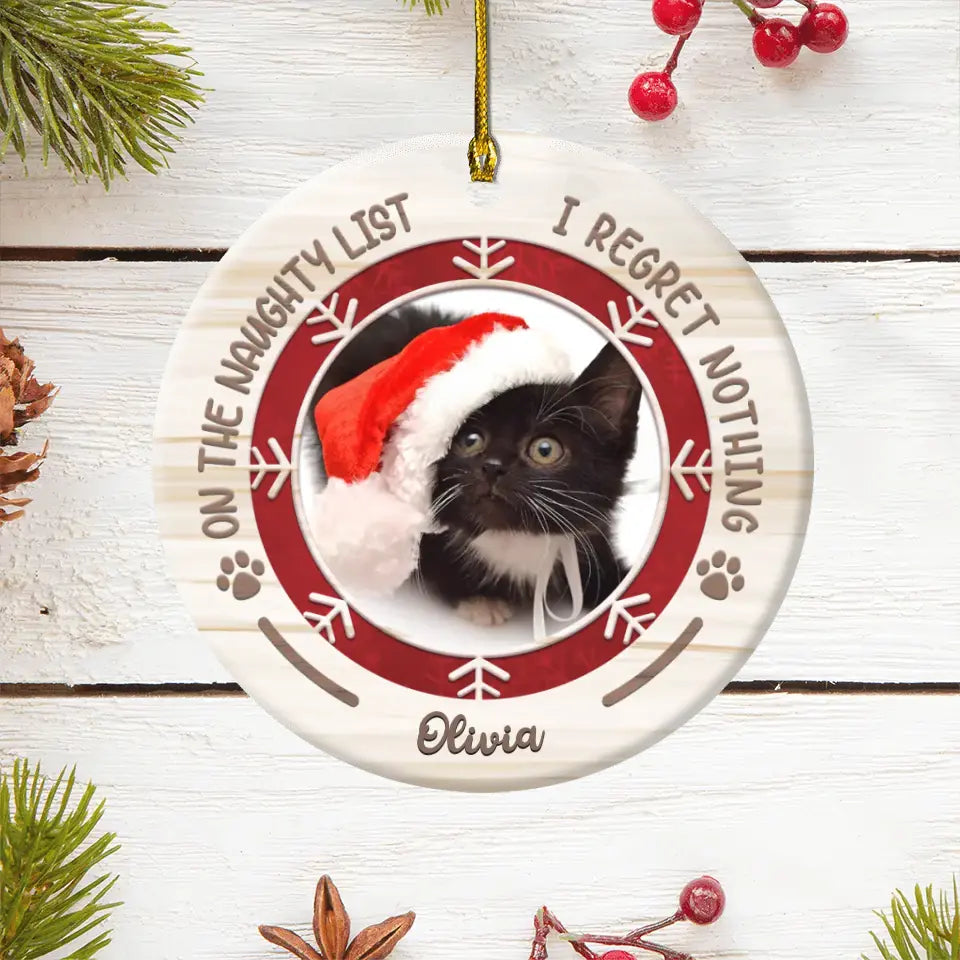 Photo Upload Live Customization Ornament: On The Naughty List