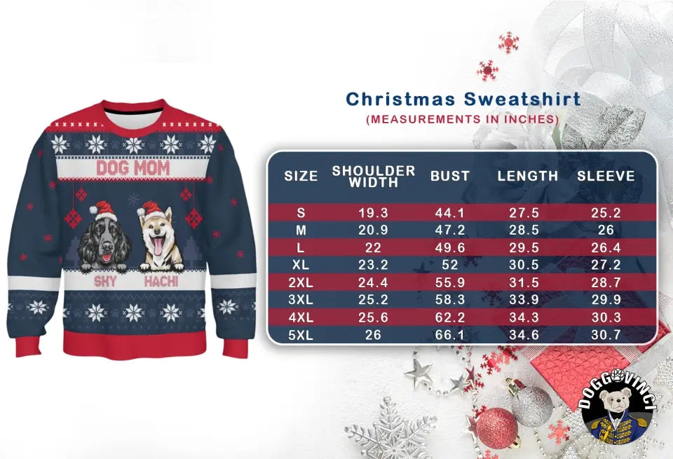 Live Customization Ugly Christmas Sweater: 1-8 Dogs/Cats, Custom Text!