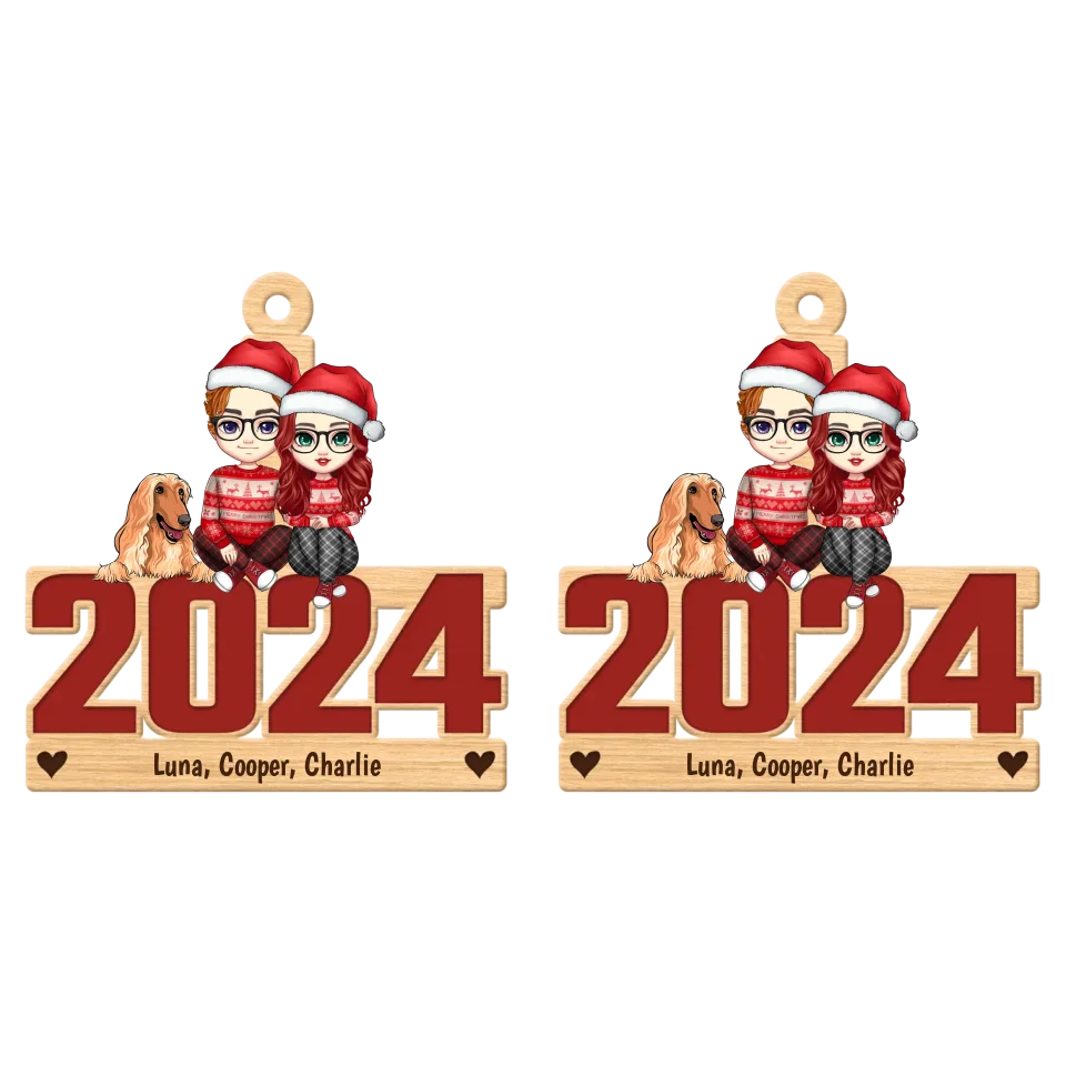 Live Customization Humans & Dogs/Cats 2024 Wooden Ornament