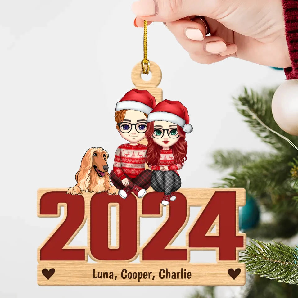 Live Customization Humans & Dogs/Cats 2024 Wooden Ornament