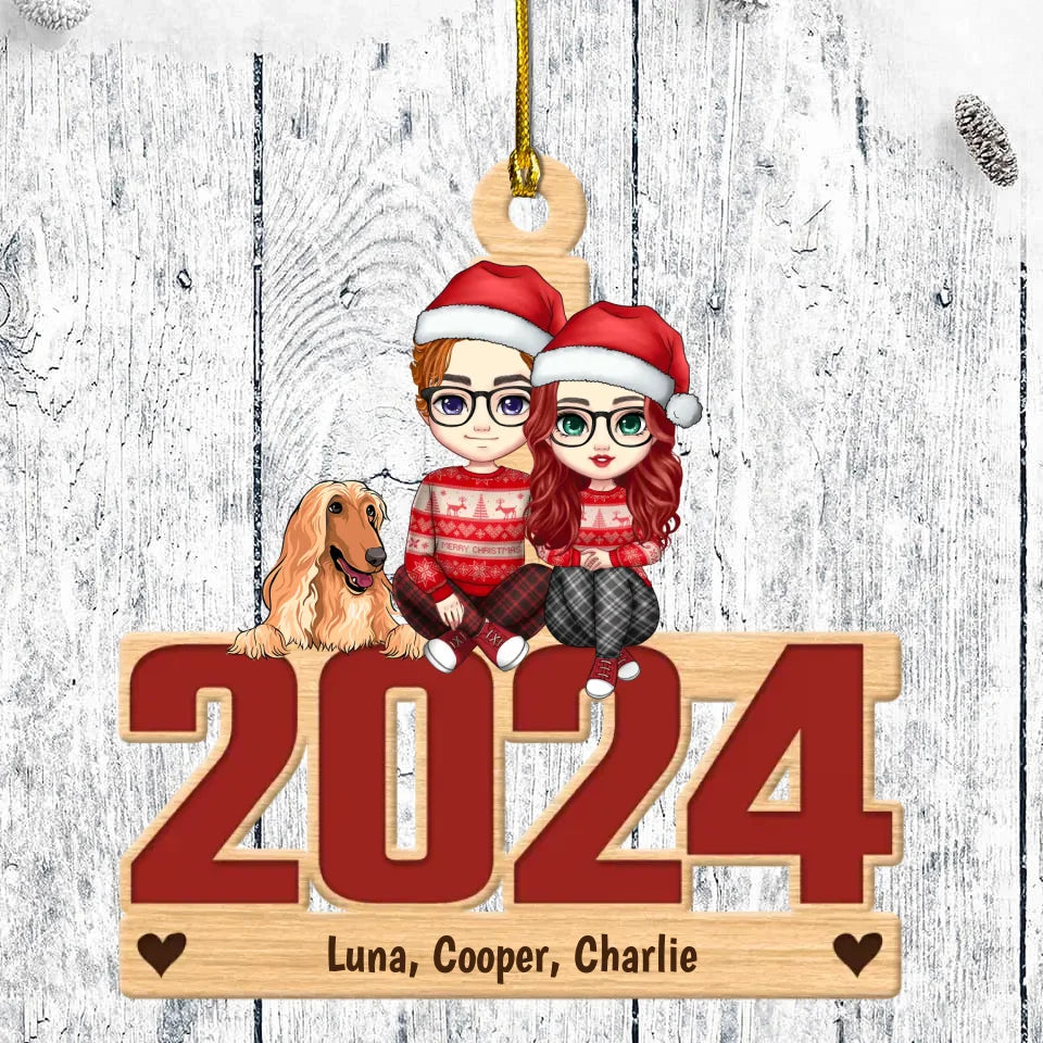 Live Customization Humans & Dogs/Cats 2024 Wooden Ornament