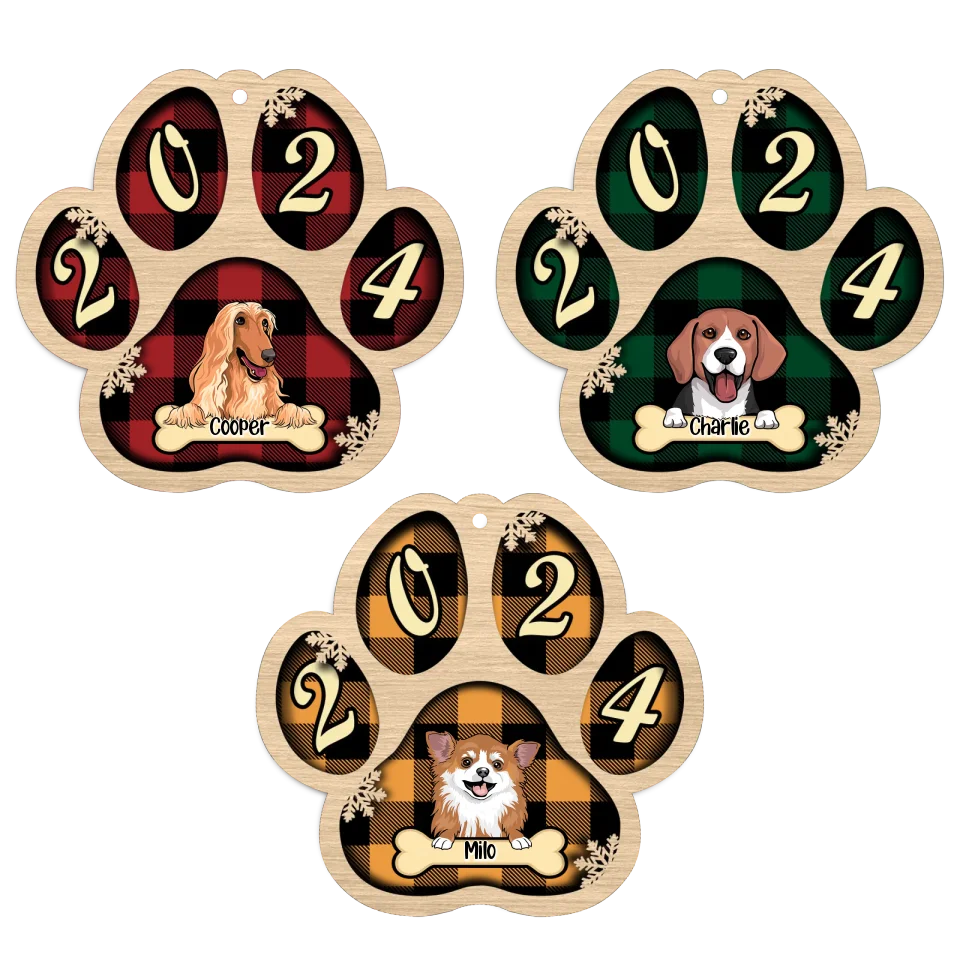 Live Customization Paw Shaped 2024 Wooden Pet Ornament