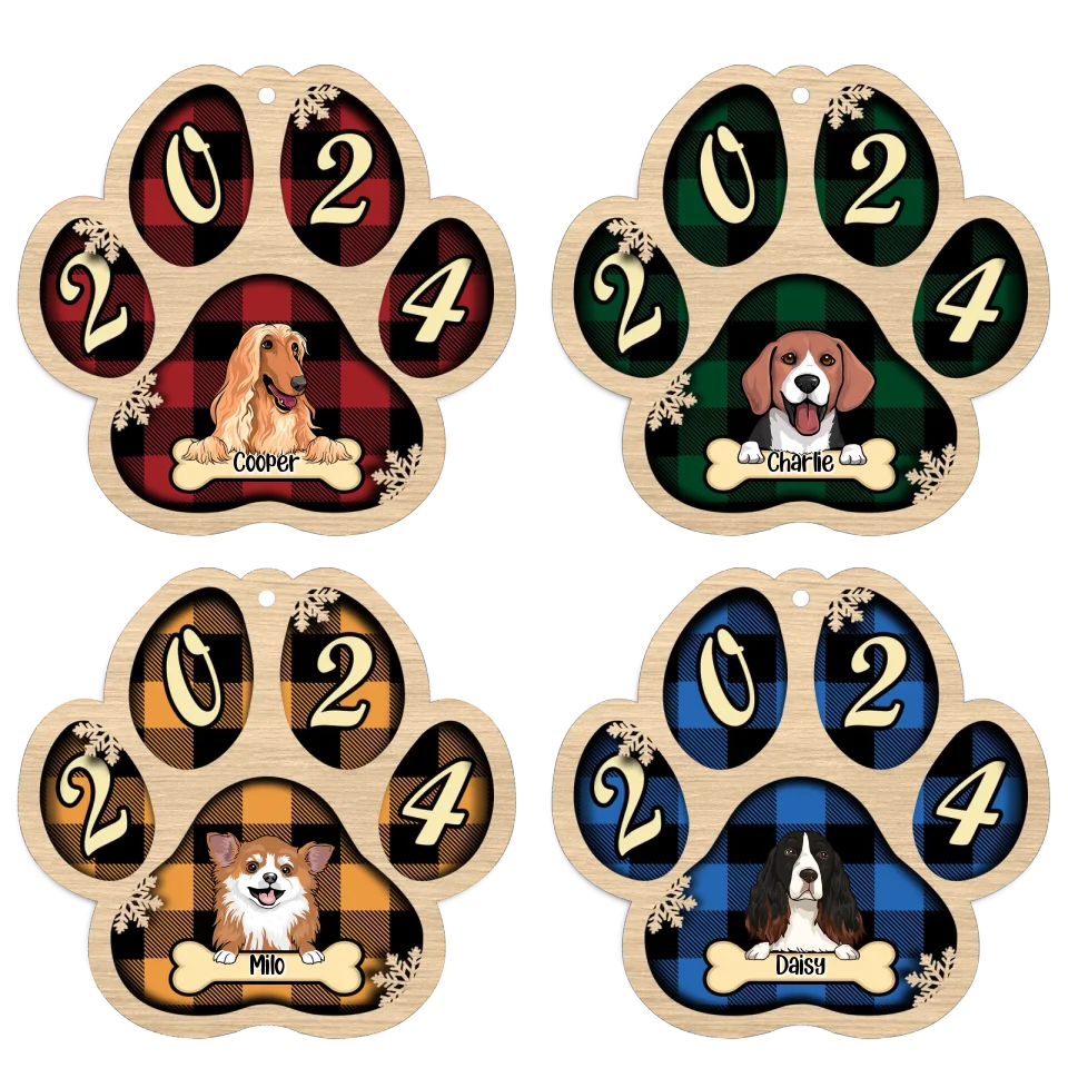 Live Customization Paw Shaped 2024 Wooden Pet Ornament