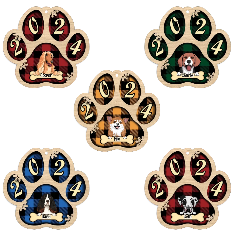 Live Customization Paw Shaped 2024 Wooden Pet Ornament