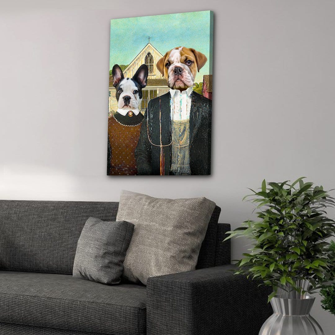 'American Pawthic' Personalized 2 Pet Canvas