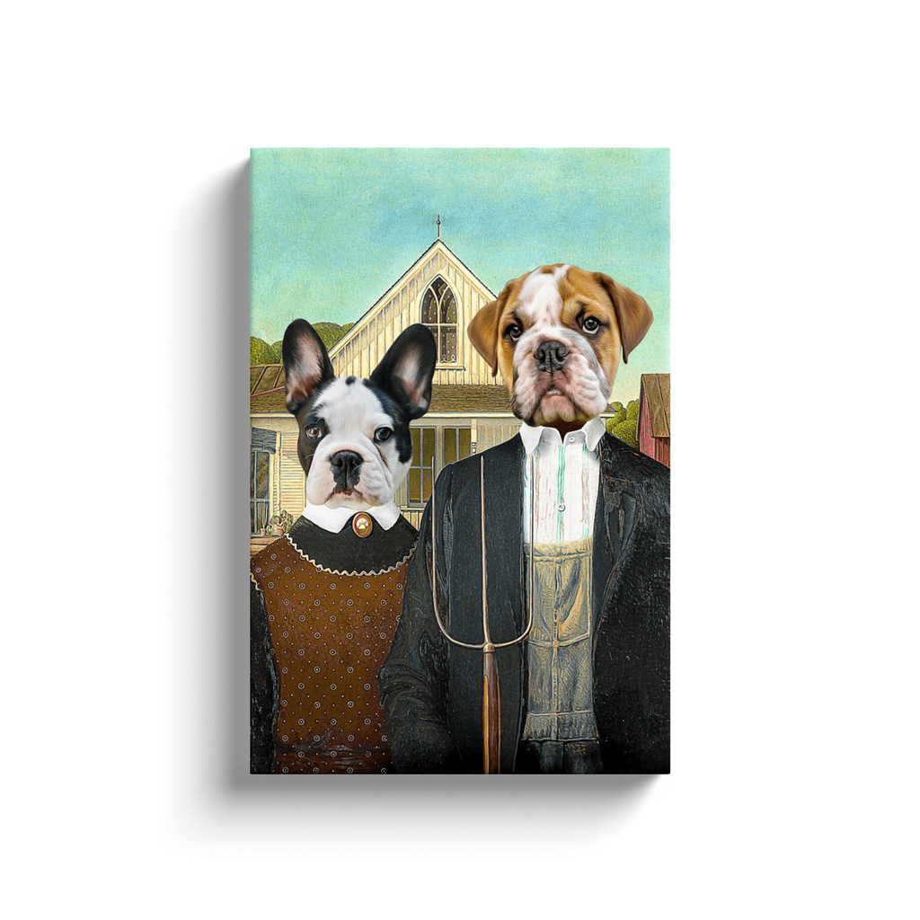 'American Pawthic' Personalized 2 Pet Canvas