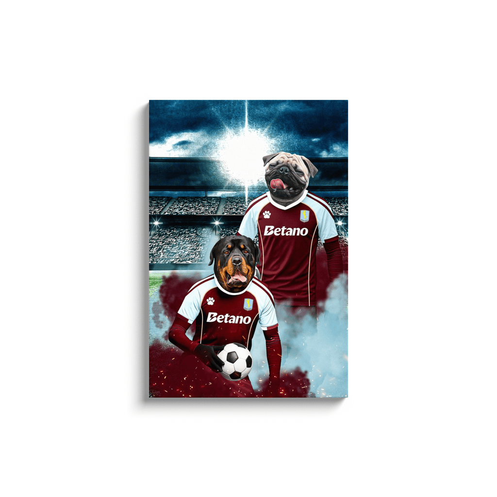 'Aston Villa Doggos Football' Personalized 2 Pet Portrait
