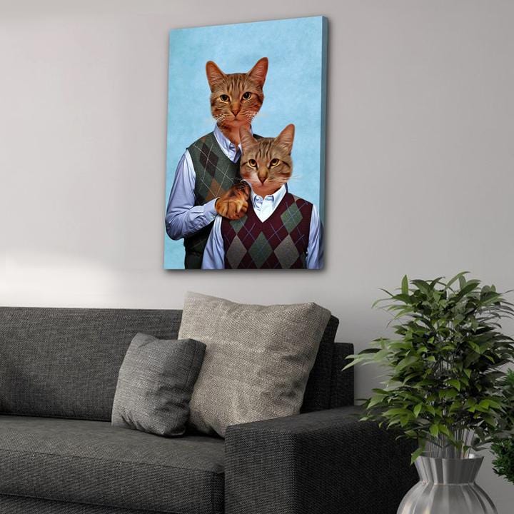 'Step-Kitties' Personalized 2 Cat Canvas