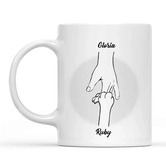 Hand in Hand Personalized Parent Mug (Pets/Kids)