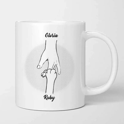 Hand in Hand Personalized Parent Mug (Pets/Kids)