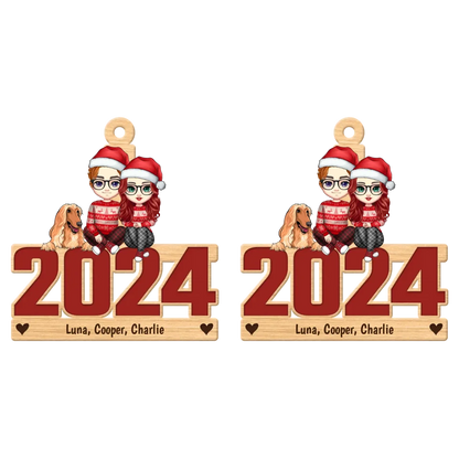 Live Customization Humans & Dogs/Cats 2024 Wooden Ornament