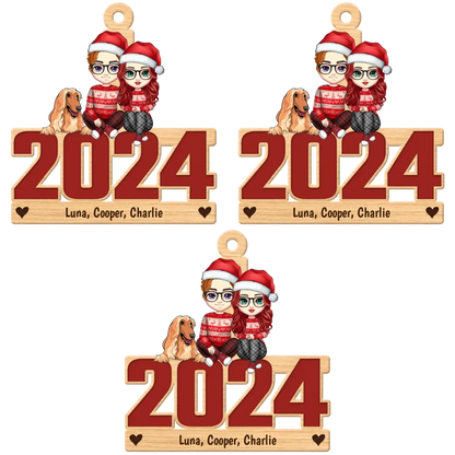 Live Customization Humans & Dogs/Cats 2024 Wooden Ornament