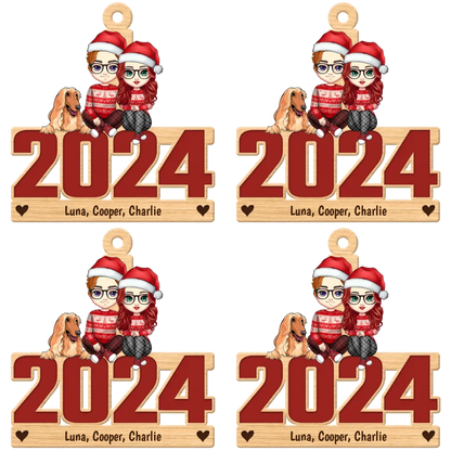 Live Customization Humans & Dogs/Cats 2024 Wooden Ornament