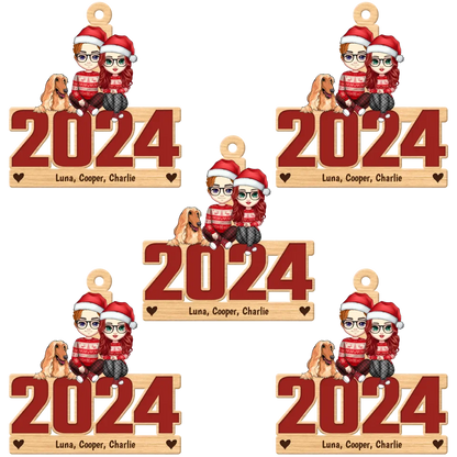 Live Customization Humans & Dogs/Cats 2024 Wooden Ornament