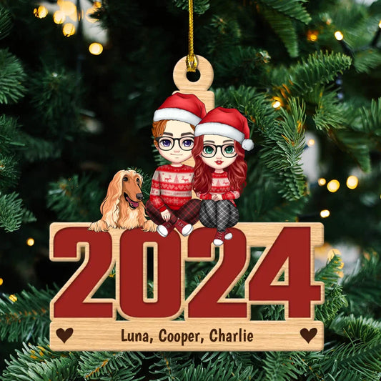 Live Customization Humans & Dogs/Cats 2024 Wooden Ornament
