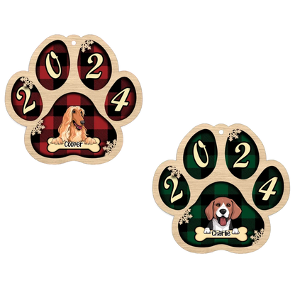 Live Customization Paw Shaped 2024 Wooden Pet Ornament