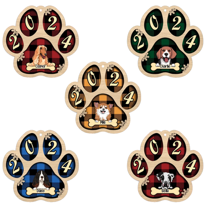 Live Customization Paw Shaped 2024 Wooden Pet Ornament