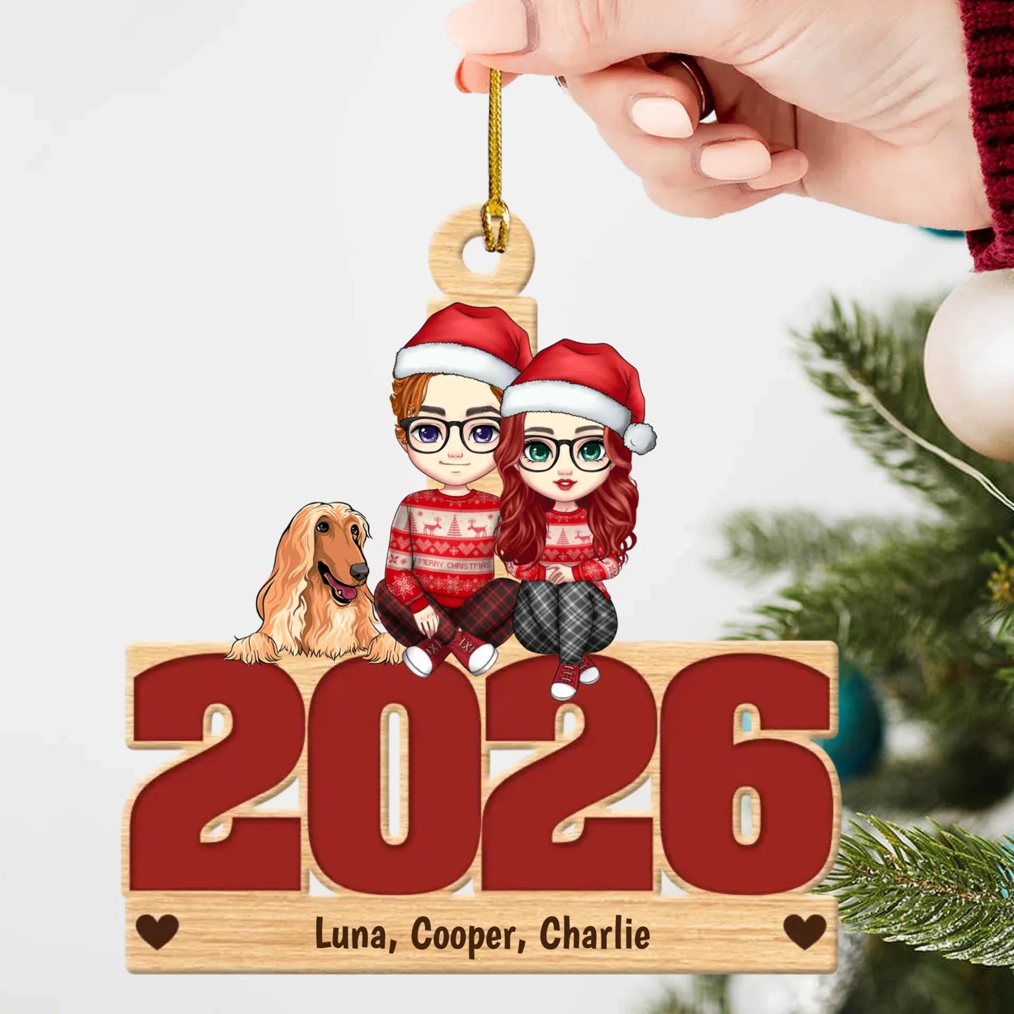 Live Customization Humans & Dogs/Cats 2026 Wooden Ornament