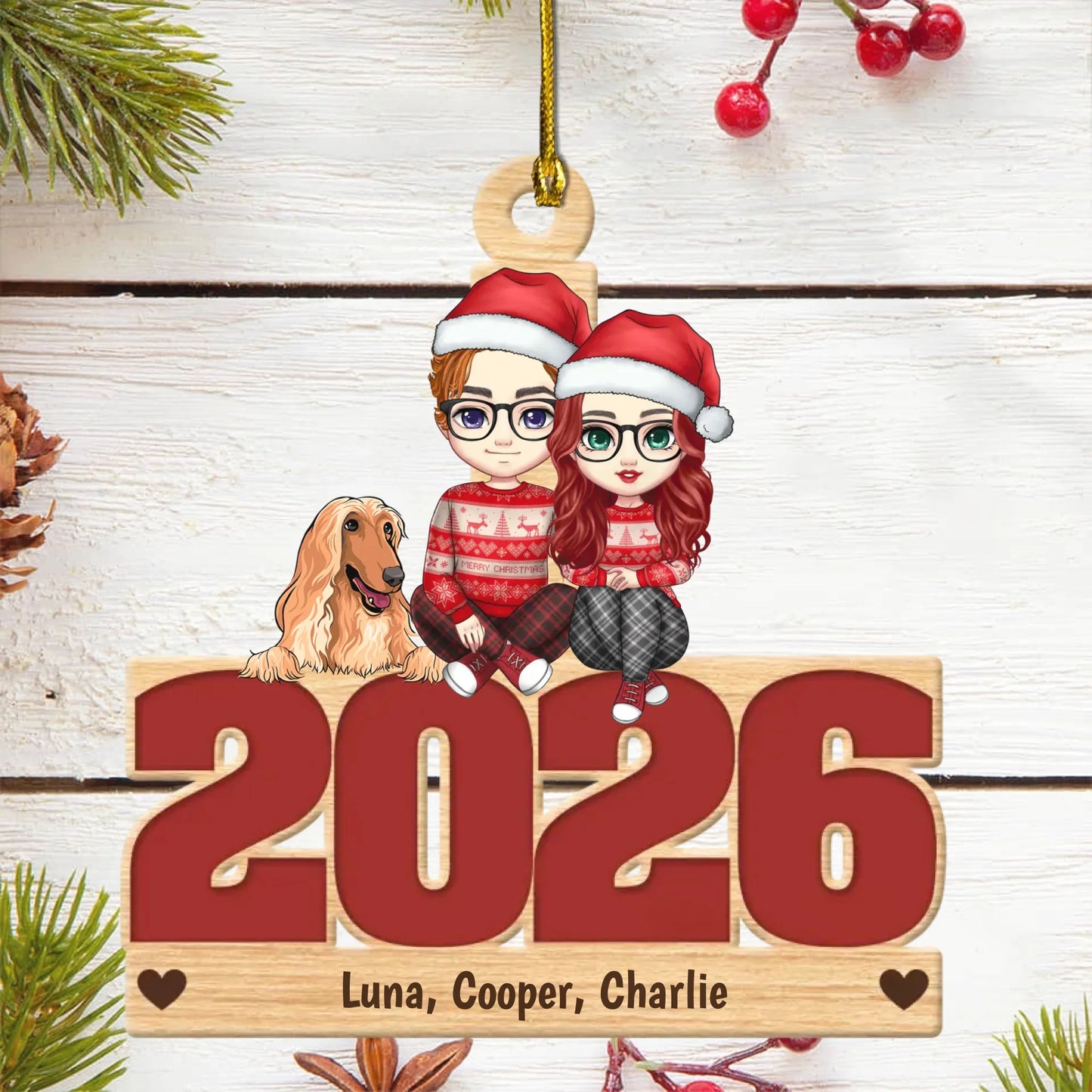 Live Customization Humans & Dogs/Cats 2026 Wooden Ornament