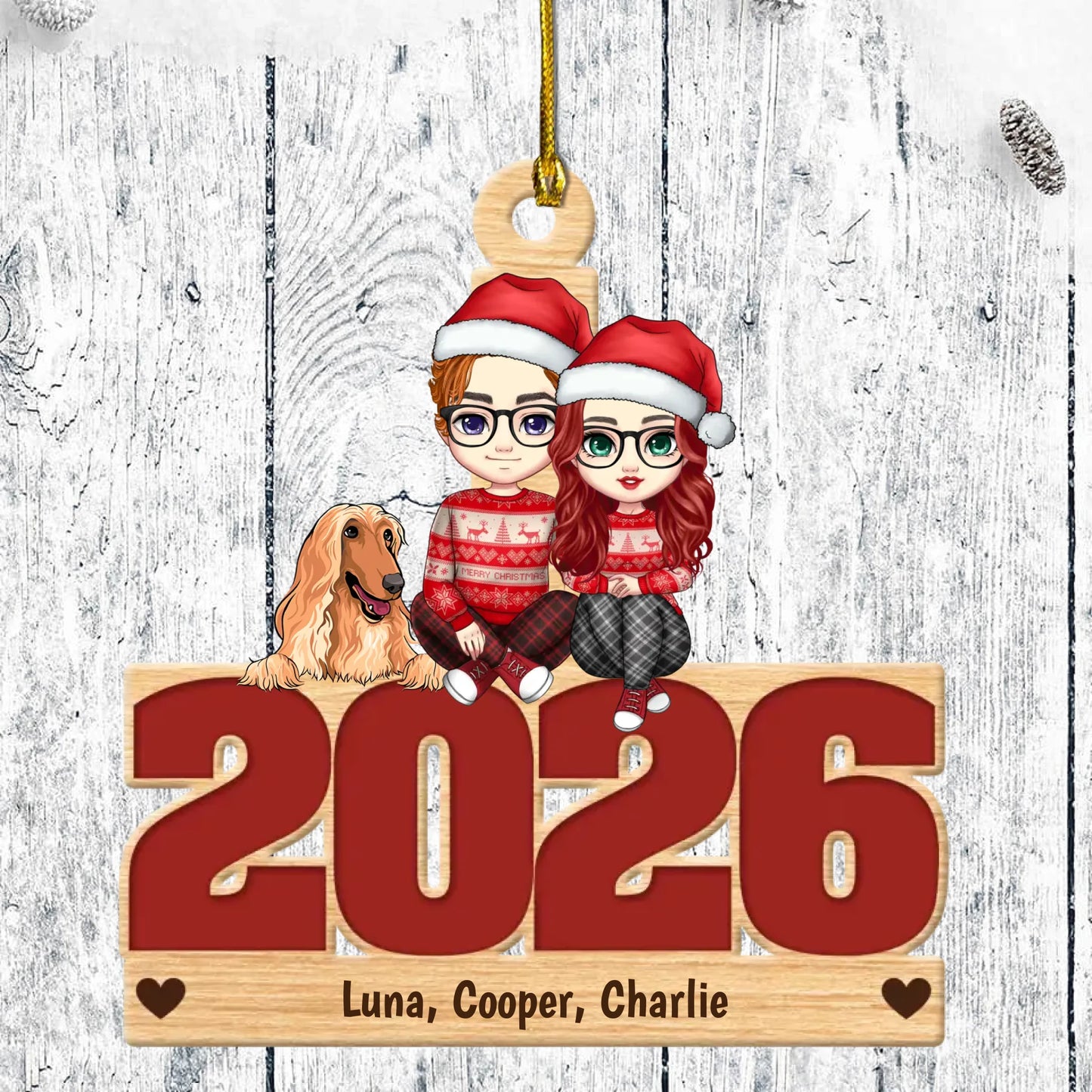 Live Customization Humans & Dogs/Cats 2026 Wooden Ornament