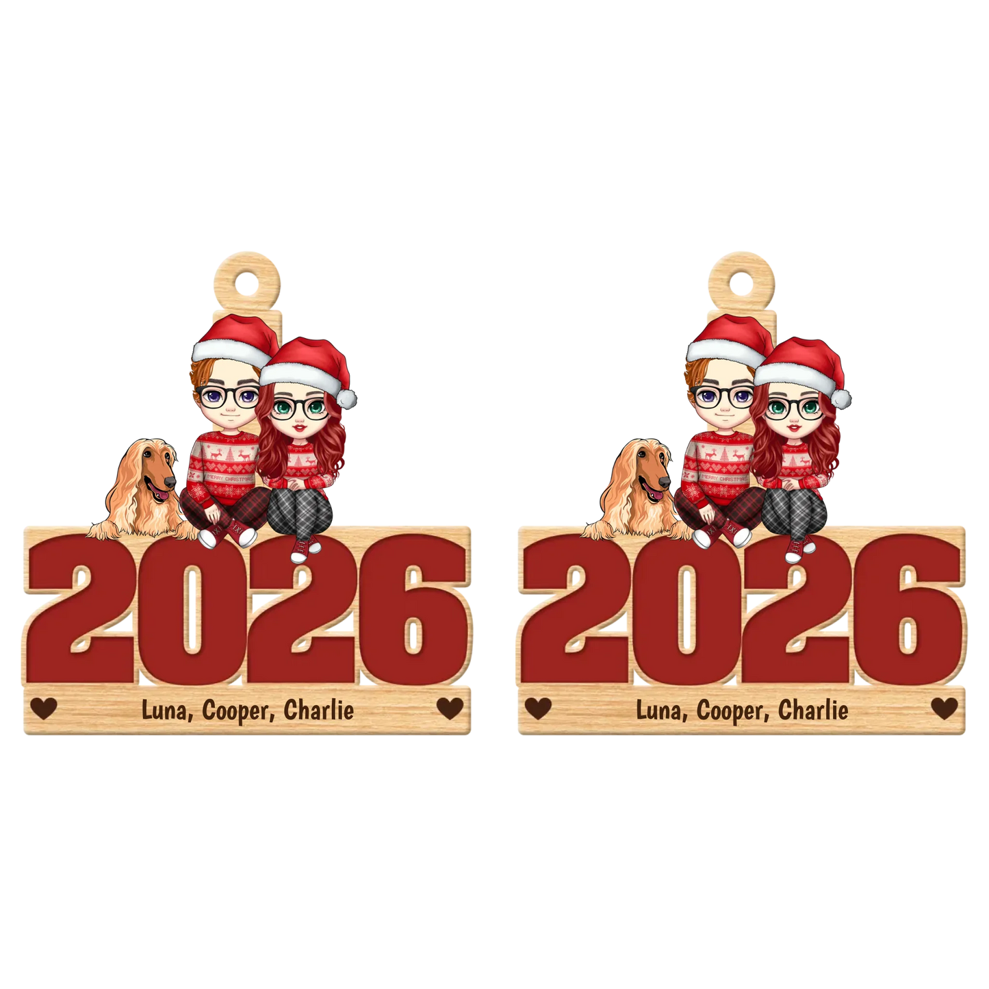 Live Customization Humans & Dogs/Cats 2026 Wooden Ornament