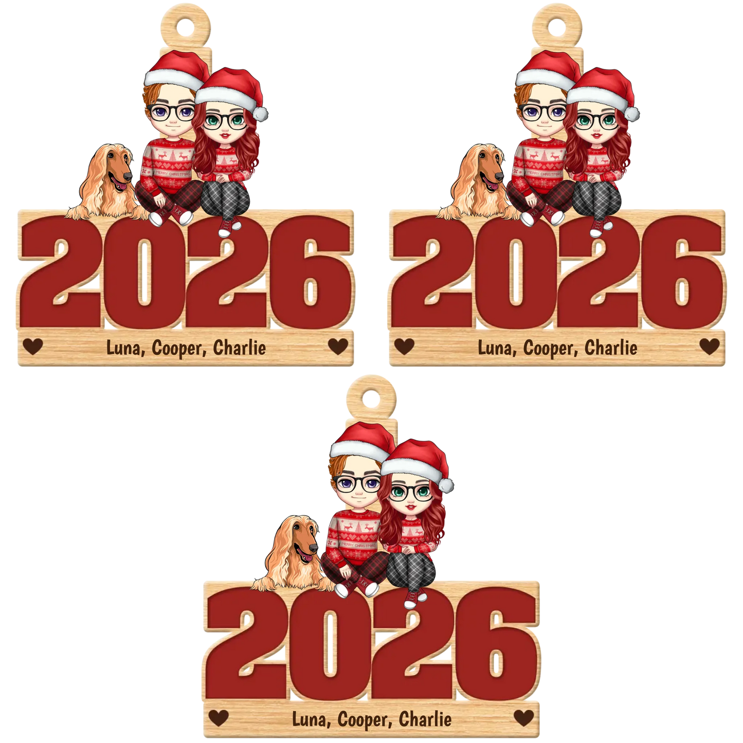 Live Customization Humans & Dogs/Cats 2026 Wooden Ornament