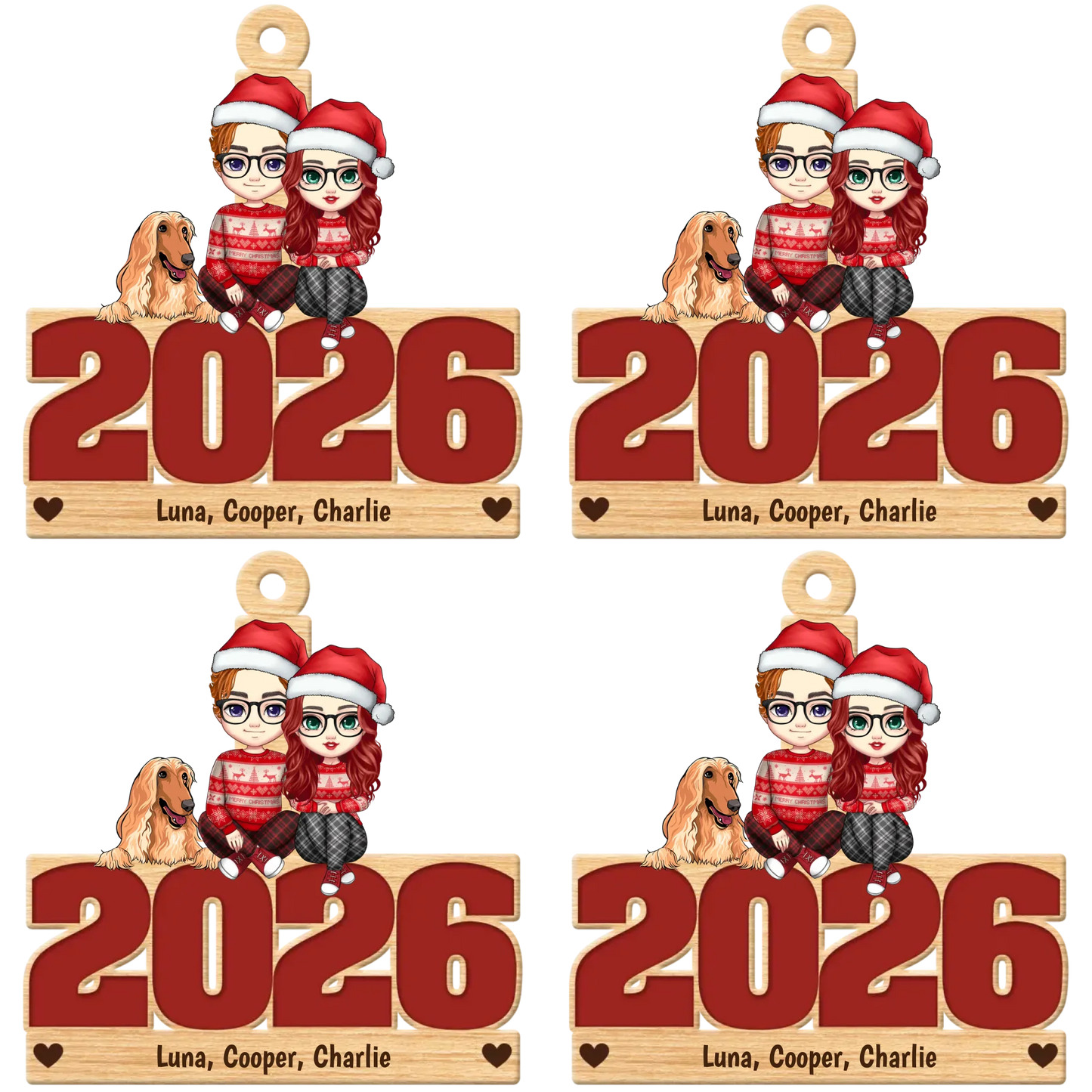 Live Customization Humans & Dogs/Cats 2026 Wooden Ornament