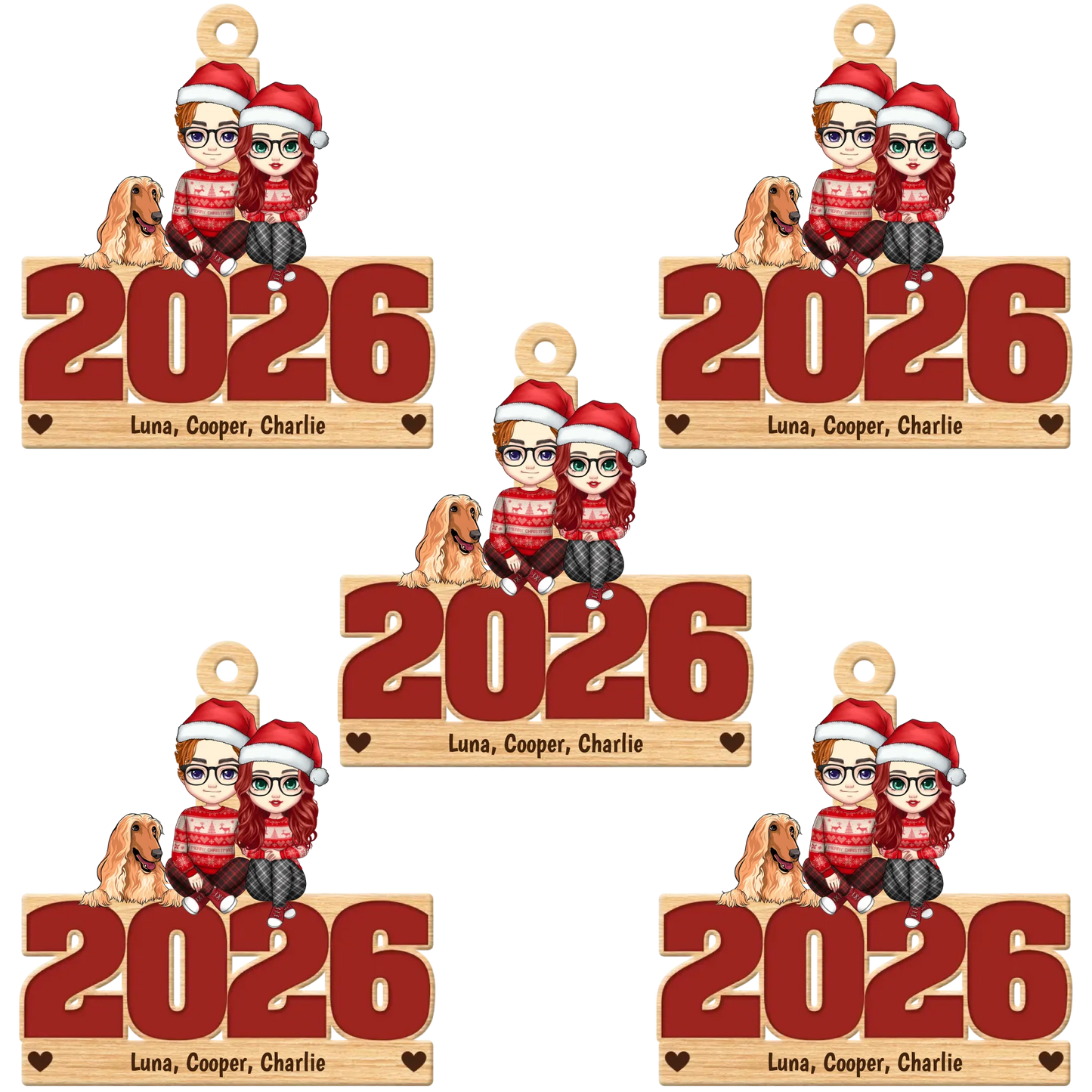 Live Customization Humans & Dogs/Cats 2026 Wooden Ornament