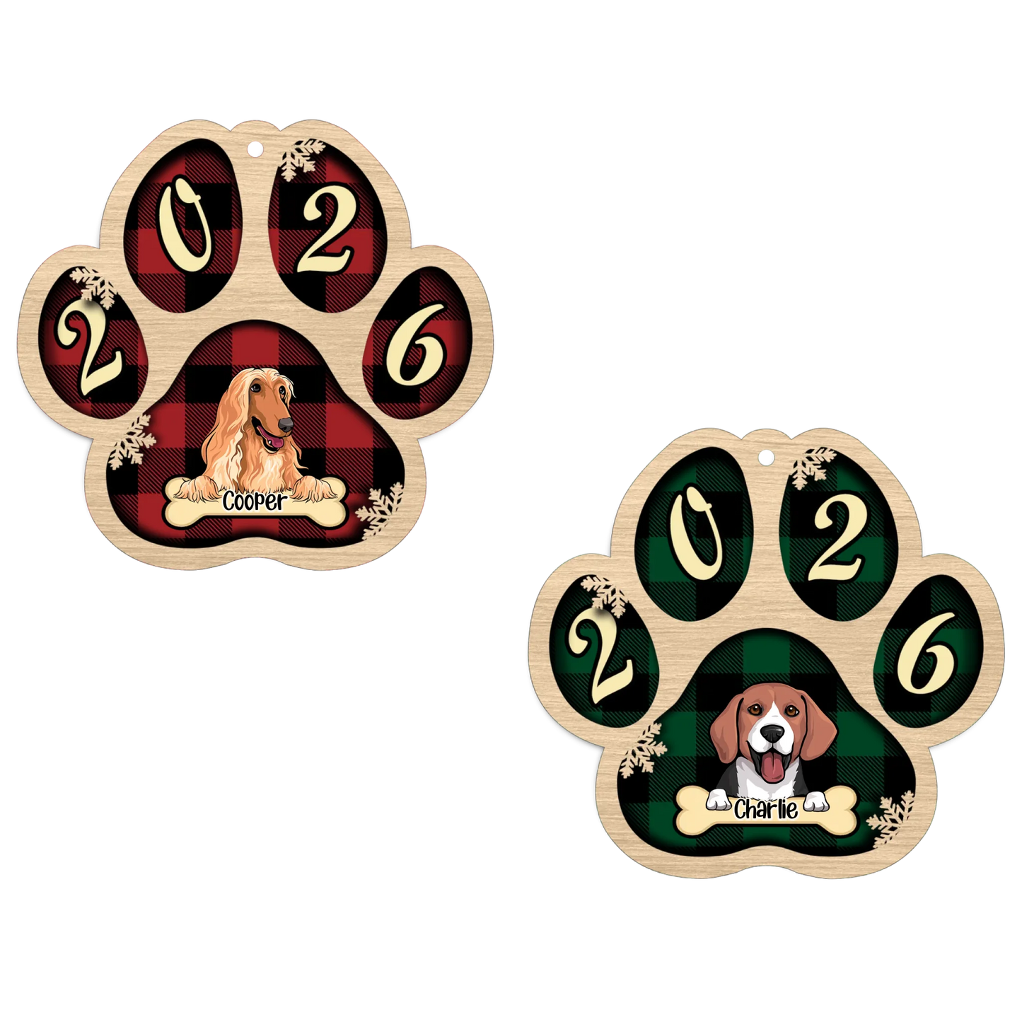 Live Customization Paw Shaped 2026 Wooden Pet Ornament