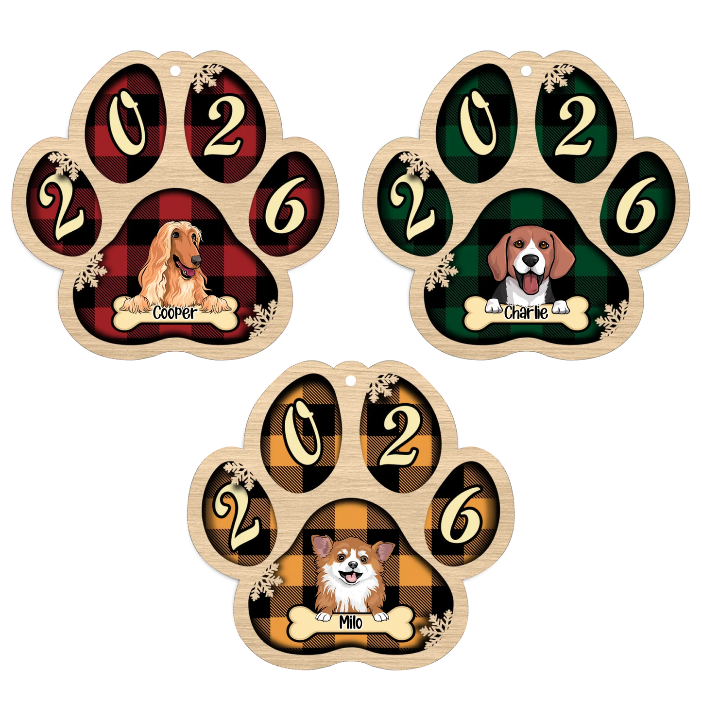 Live Customization Paw Shaped 2026 Wooden Pet Ornament