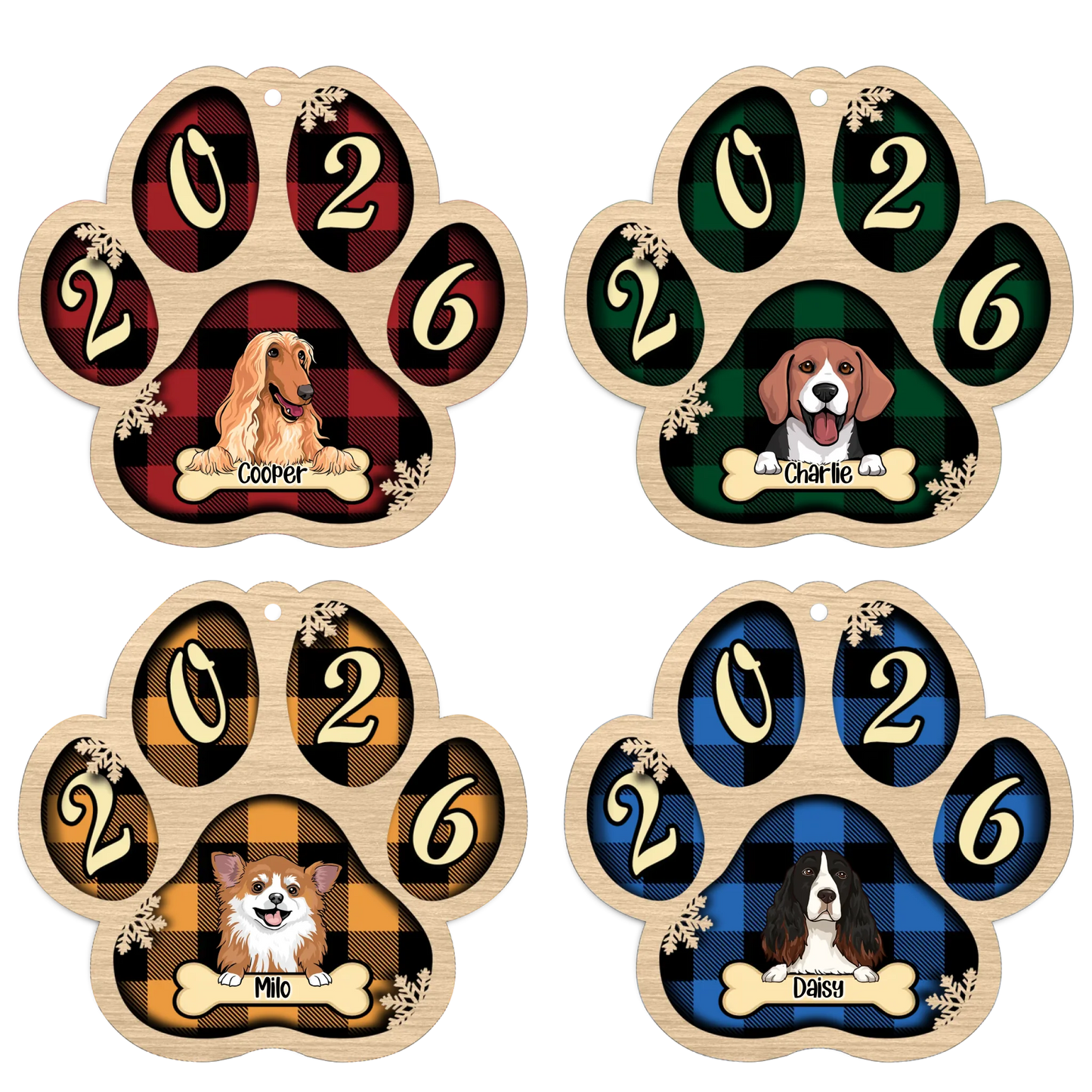 Live Customization Paw Shaped 2026 Wooden Pet Ornament