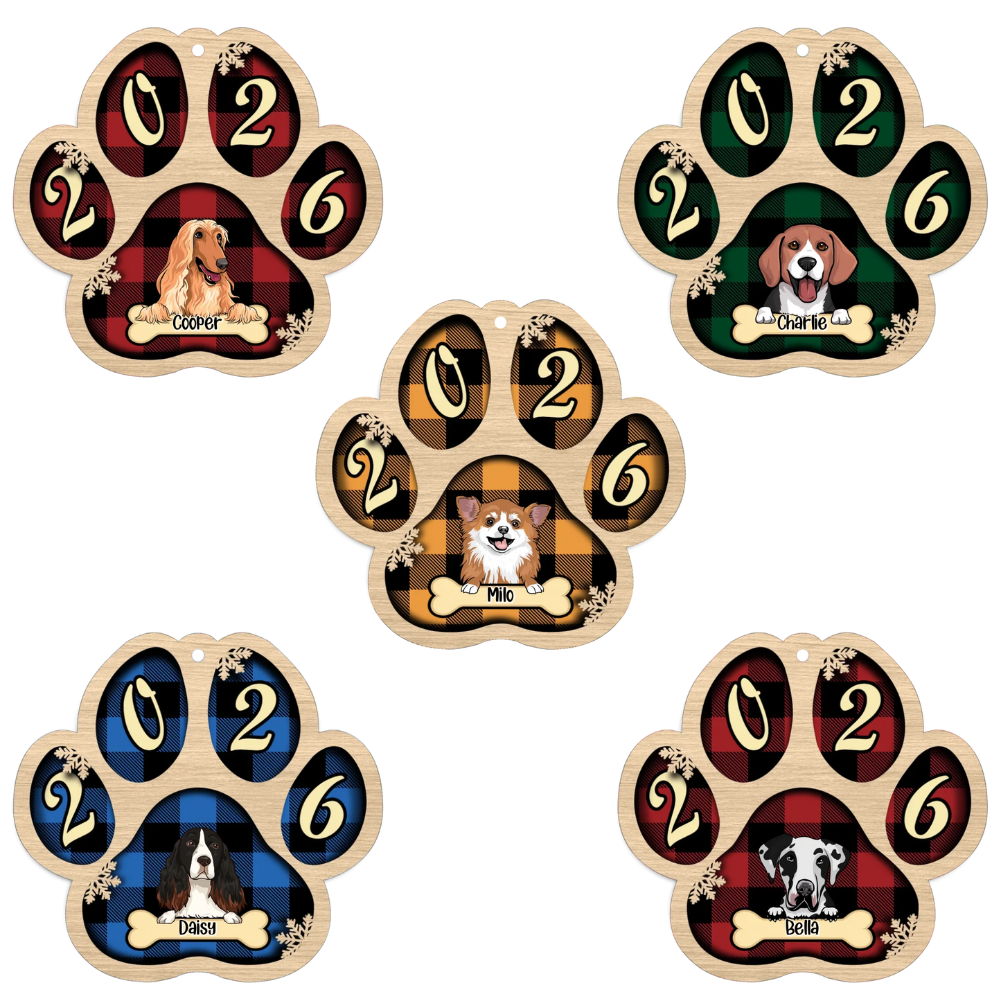 Live Customization Paw Shaped 2026 Wooden Pet Ornament