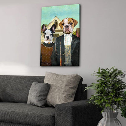 'American Pawthic' Personalized 2 Pet Canvas