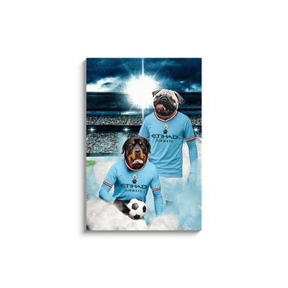 'Manchester City Doggos Football' Personalized 2 Pet Portrait
