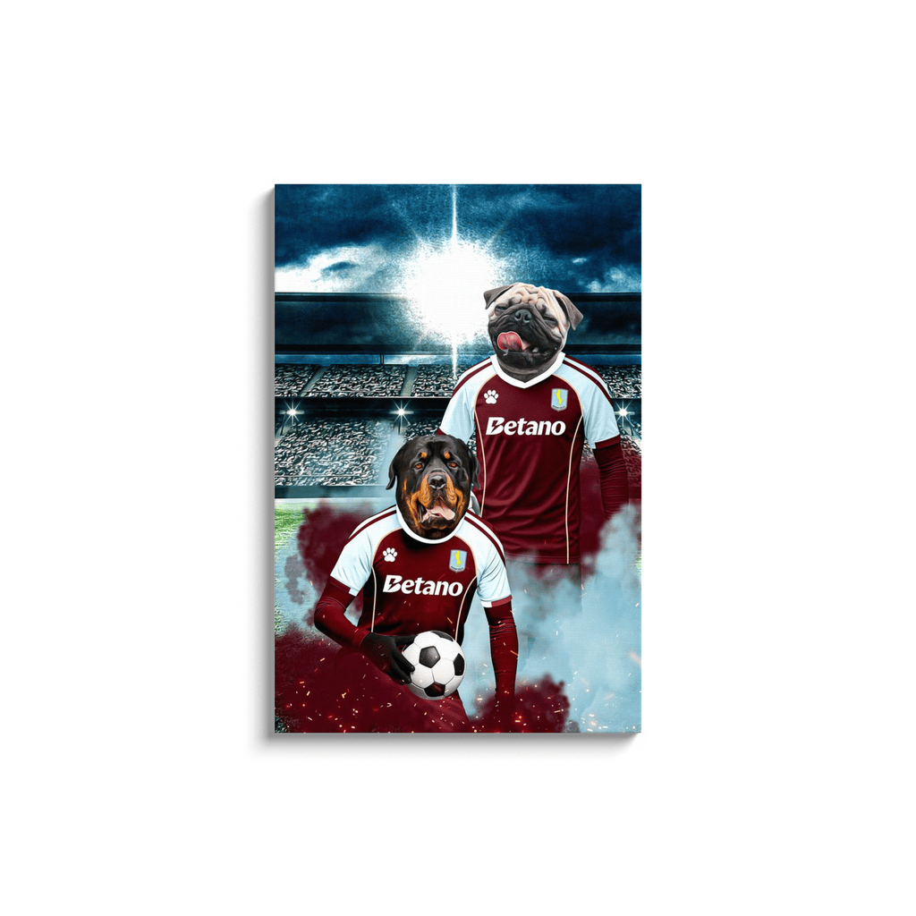 'Aston Villa Doggos Football' Personalized 2 Pet Portrait