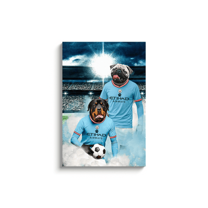'Manchester City Doggos Football' Personalized 2 Pet Portrait