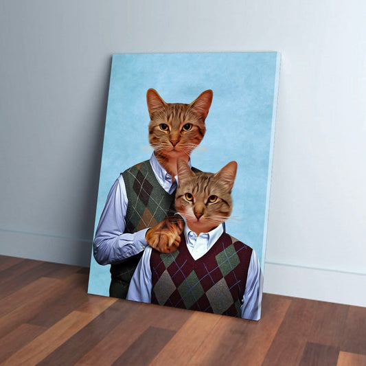 'Step-Kitties' Personalized 2 Cat Canvas